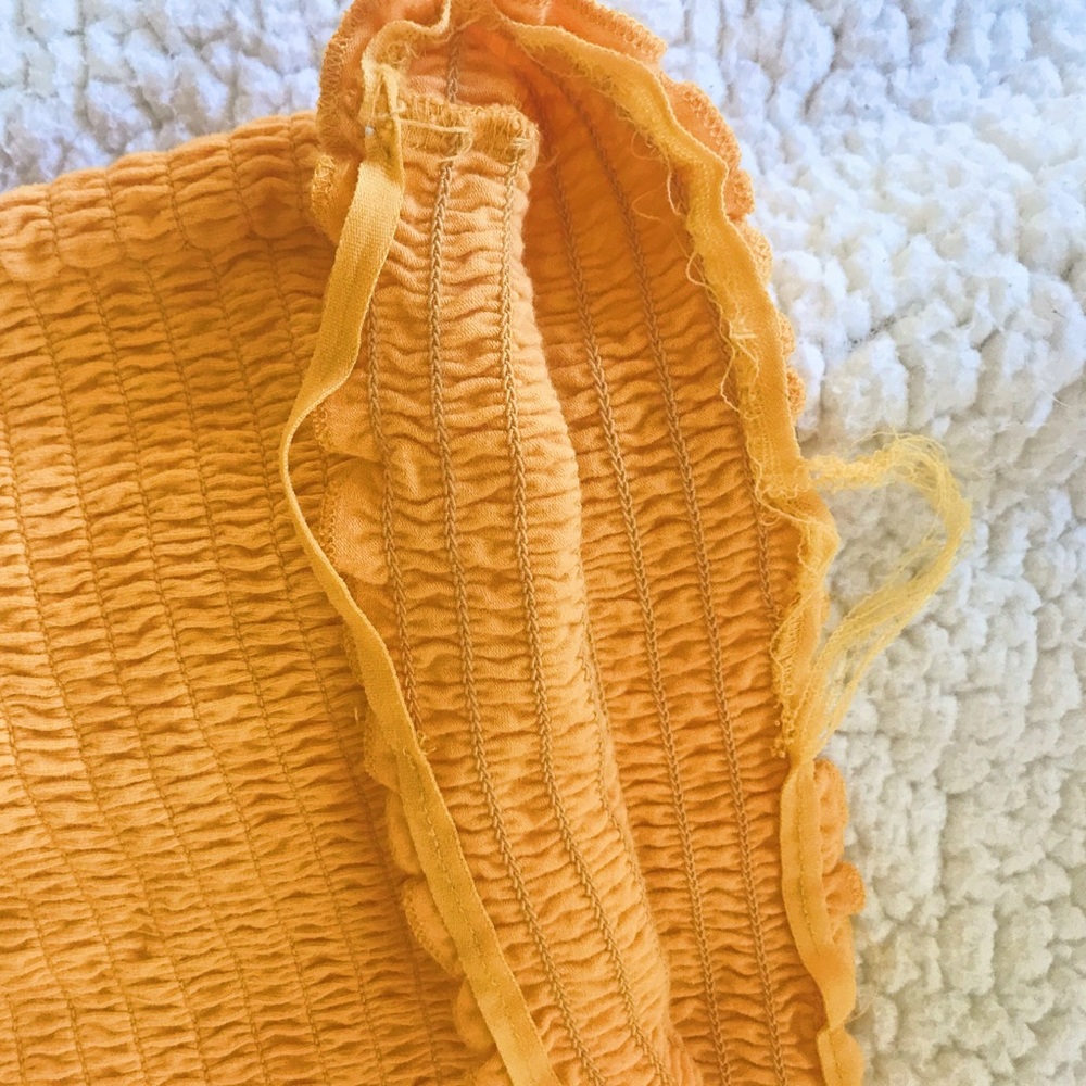 Yellow Ribbed Off-The-Shoulder Top - Picture 4 of 4